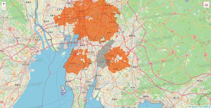 愛知県のOniGO（オニゴー）のエリア地図