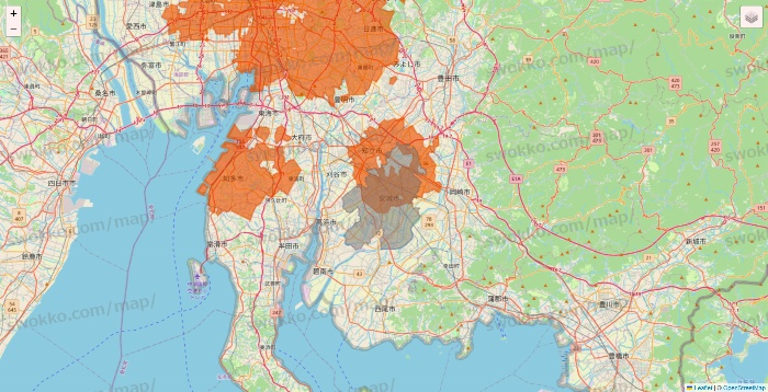 愛知県のOniGO（オニゴー）のエリア地図