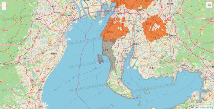 愛知県のOniGO（オニゴー）のエリア地図