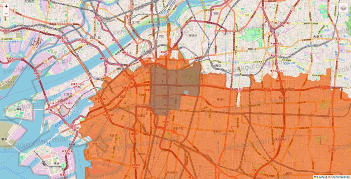 大阪府のOniGO（オニゴー）のエリア地図