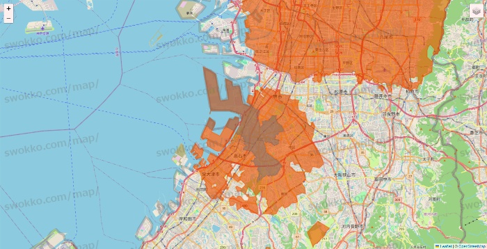 大阪府のOniGO（オニゴー）のエリア地図