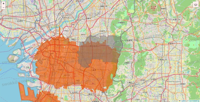 大阪府のOniGO（オニゴー）のエリア地図