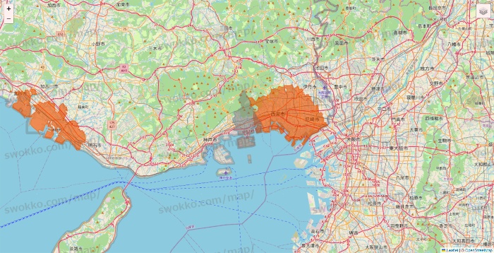 兵庫県のOniGO（オニゴー）のエリア地図