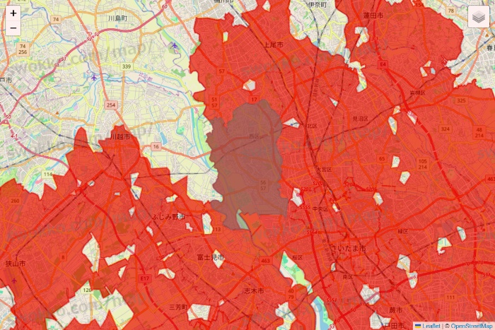 埼玉県の楽天マートのエリア地図