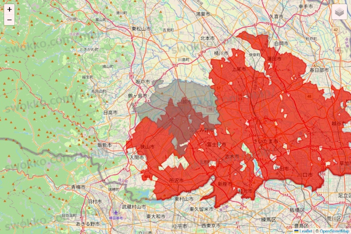 埼玉県の楽天マートのエリア地図