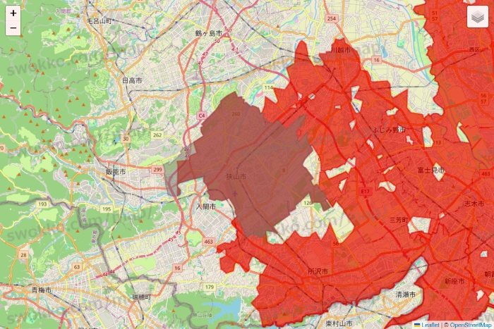 埼玉県の楽天マートのエリア地図