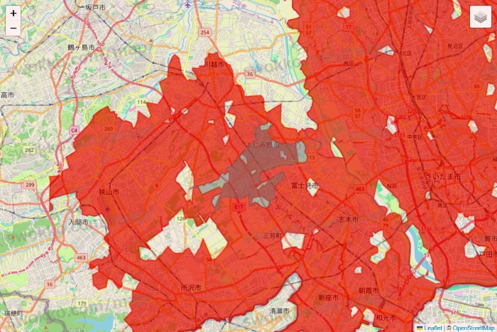 埼玉県の楽天マートのエリア地図