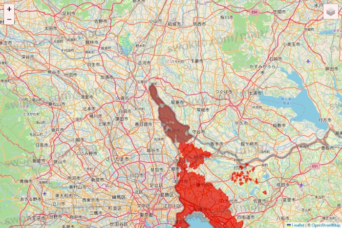 千葉県の楽天マートのエリア地図