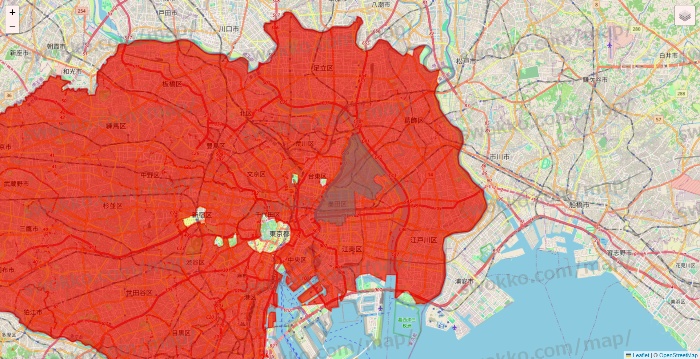 東京都の楽天西友ネットスーパーのエリア地図