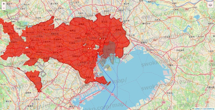 東京都の楽天西友ネットスーパーのエリア地図