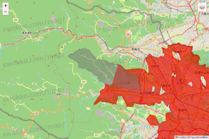 東京都の楽天マートのエリア地図