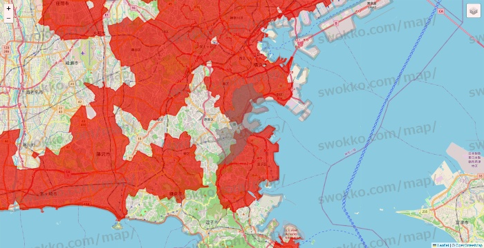 神奈川県の楽天西友ネットスーパーのエリア地図