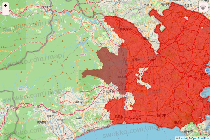 神奈川県の楽天マートのエリア地図