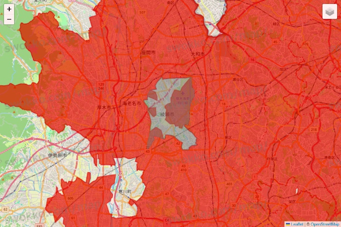 神奈川県の楽天マートのエリア地図