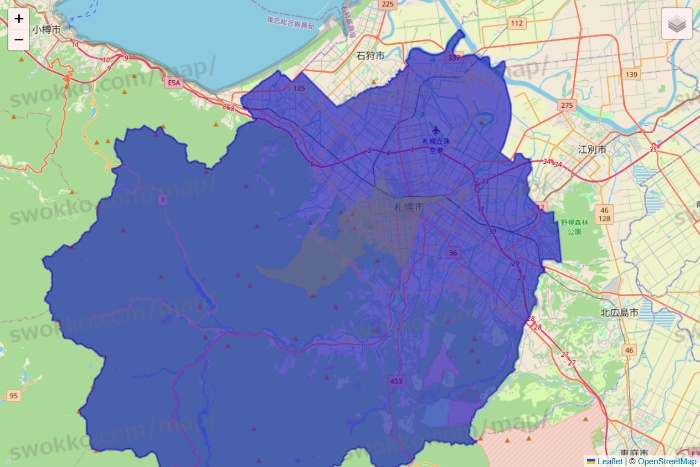 北海道のRocket Now（ロケットナウ）のエリア地図