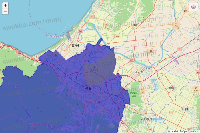 北海道のRocket Now（ロケットナウ）のエリア地図