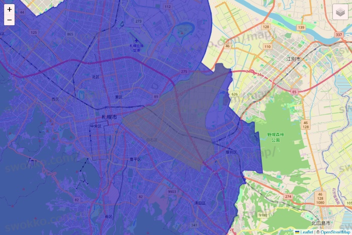 北海道のRocket Now（ロケットナウ）のエリア地図
