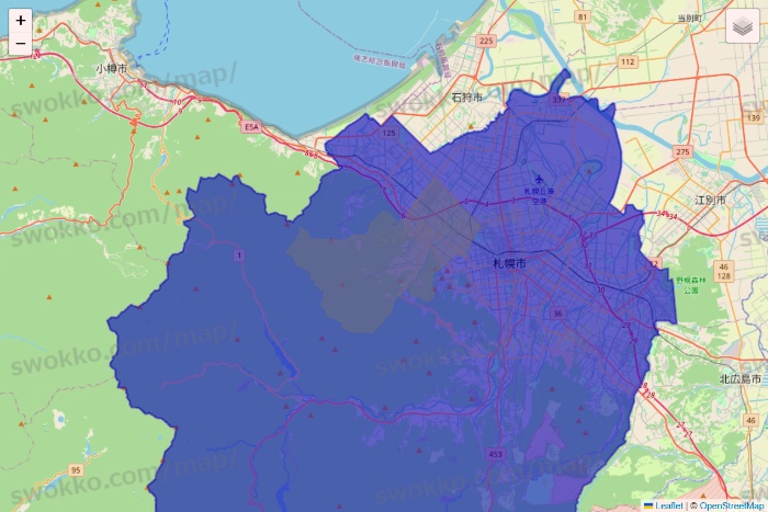 北海道のRocket Now（ロケットナウ）のエリア地図