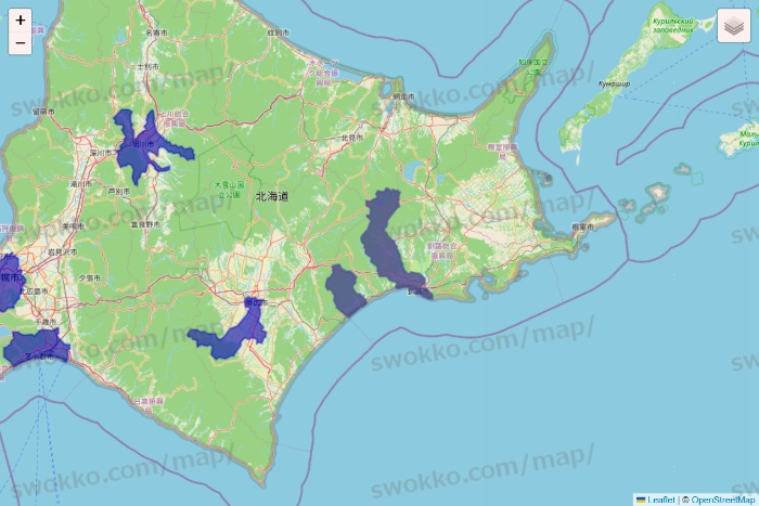 北海道のRocket Now（ロケットナウ）のエリア地図