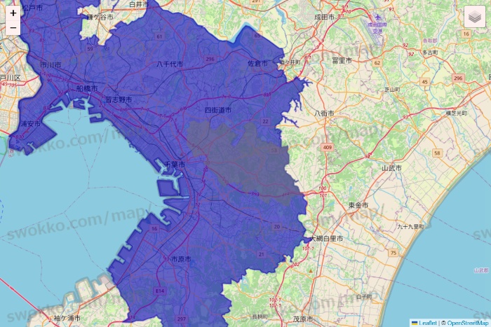 千葉県のRocket Now（ロケットナウ）のエリア地図