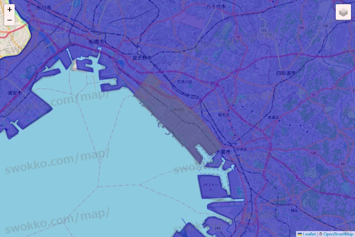 千葉県のRocket Now（ロケットナウ）のエリア地図