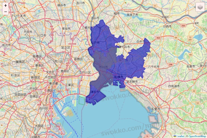 千葉県のRocket Now（ロケットナウ）のエリア地図