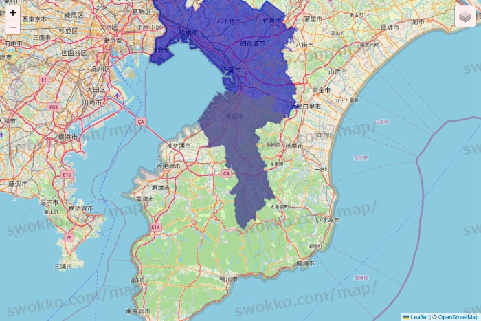 千葉県のRocket Now（ロケットナウ）のエリア地図