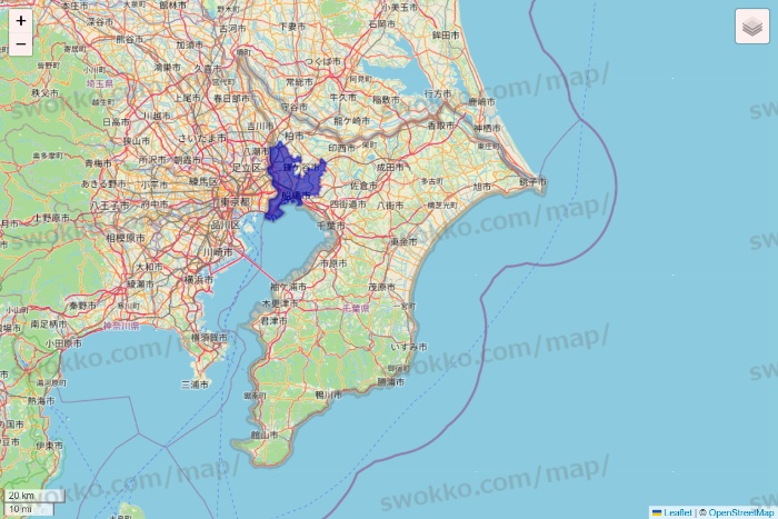 千葉県のRocket Now（ロケットナウ）のエリア地図