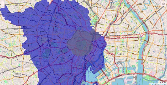 東京都のRocket Now（ロケットナウ）のエリア地図