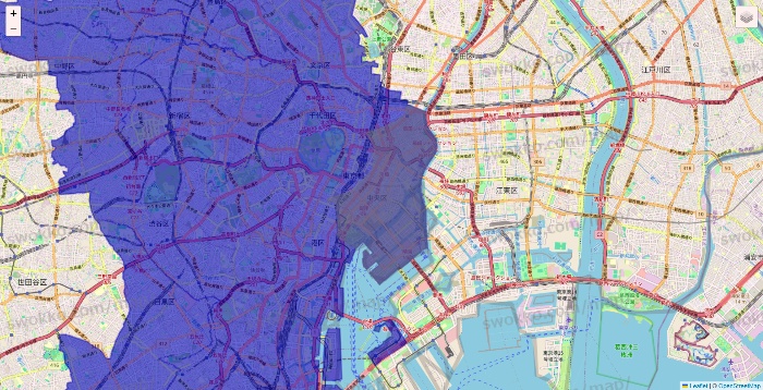 東京都のRocket Now（ロケットナウ）のエリア地図
