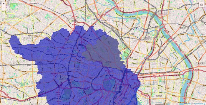 東京都のRocket Now（ロケットナウ）のエリア地図