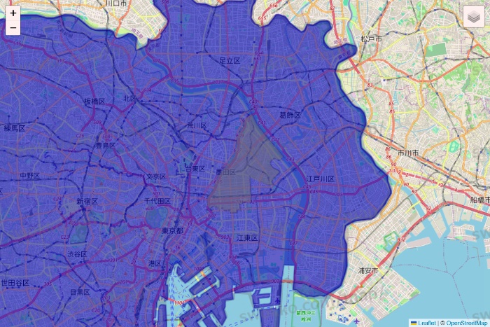 東京都のRocket Now（ロケットナウ）のエリア地図