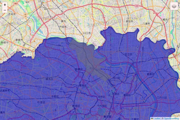 東京都のRocket Now（ロケットナウ）のエリア地図