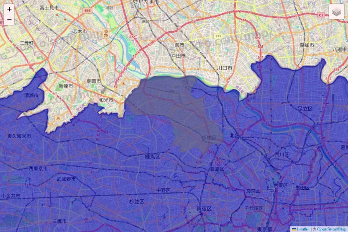 東京都のRocket Now（ロケットナウ）のエリア地図