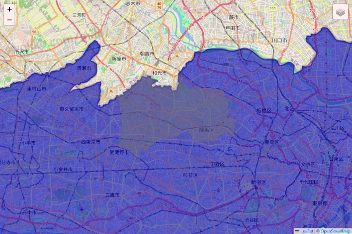 東京都のRocket Now（ロケットナウ）のエリア地図