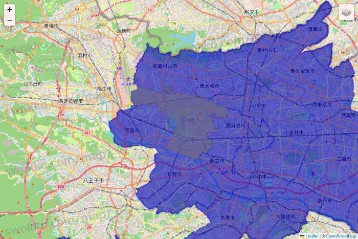東京都のRocket Now（ロケットナウ）のエリア地図