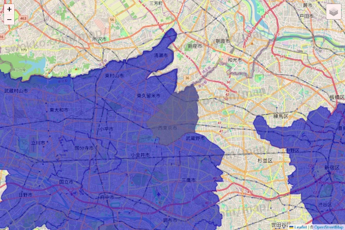 東京都のRocket Now（ロケットナウ）のエリア地図