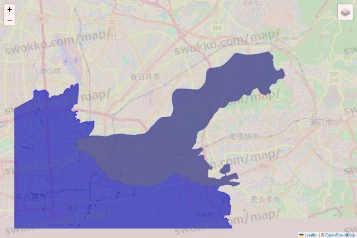 愛知県のRocket Now（ロケットナウ）のエリア地図