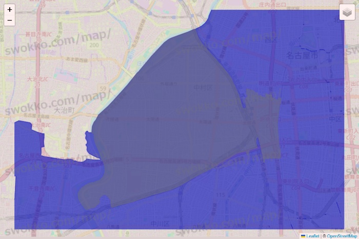 愛知県のRocket Now（ロケットナウ）のエリア地図
