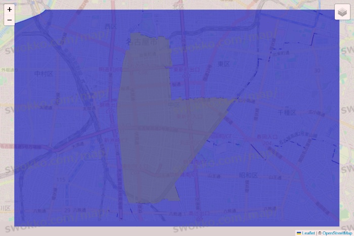 愛知県のRocket Now（ロケットナウ）のエリア地図