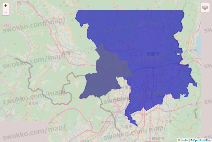 京都府のRocket Now（ロケットナウ）のエリア地図