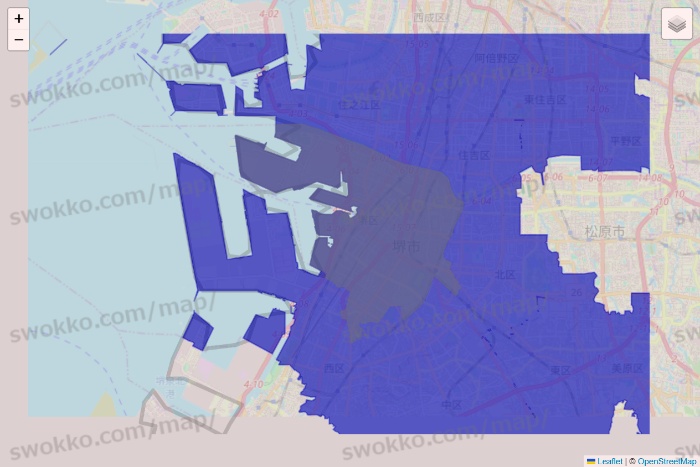 大阪府のRocket Now（ロケットナウ）のエリア地図