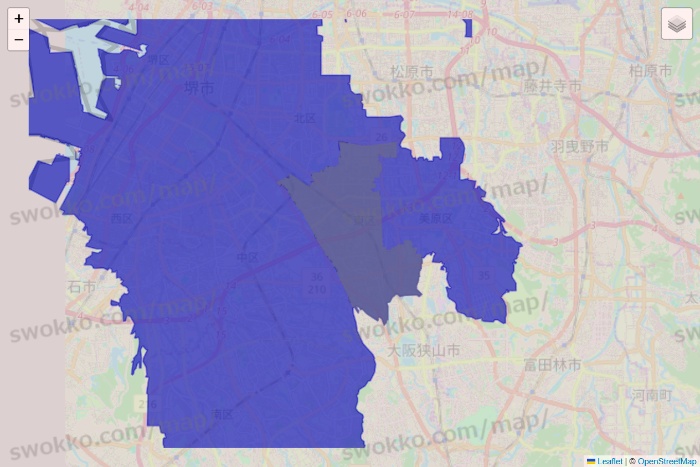 大阪府のRocket Now（ロケットナウ）のエリア地図