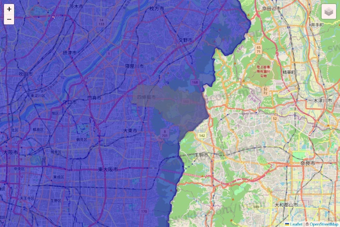 大阪府のRocket Now（ロケットナウ）のエリア地図