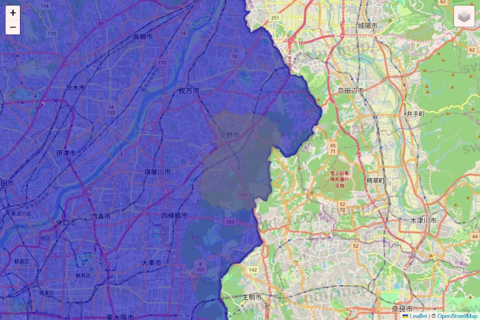 大阪府のRocket Now（ロケットナウ）のエリア地図