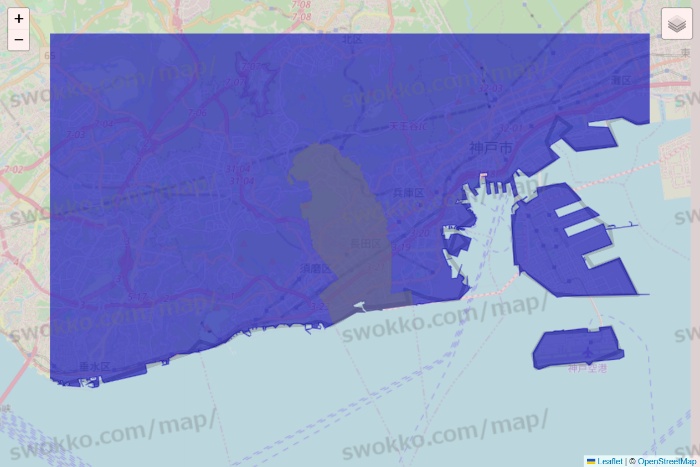 兵庫県のRocket Now（ロケットナウ）のエリア地図