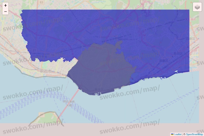 兵庫県のRocket Now（ロケットナウ）のエリア地図