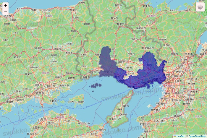 兵庫県のRocket Now（ロケットナウ）のエリア地図