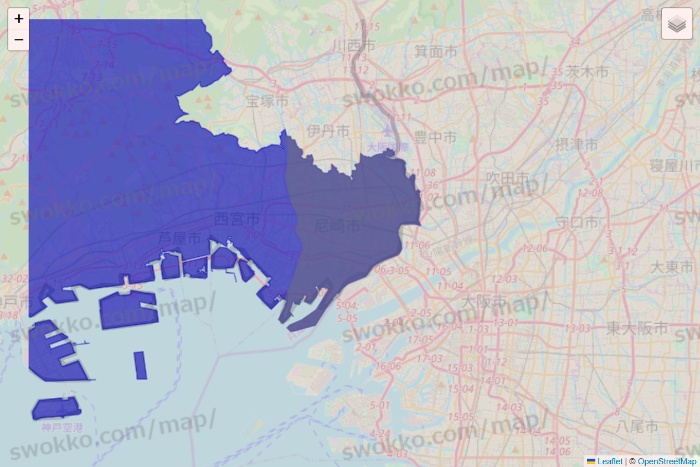 兵庫県のRocket Now（ロケットナウ）のエリア地図