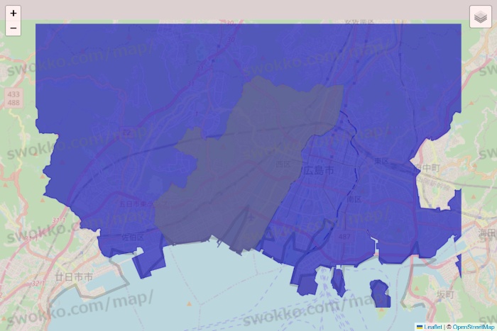 広島県のRocket Now（ロケットナウ）のエリア地図